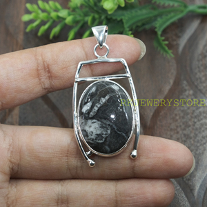 Colgante de piedra preciosa de jaspe piel de cebra natural, plata de ley 925, joyería hecha a mano, regalo para mujeres, unisex, regalo de Navidad - Product Image 6