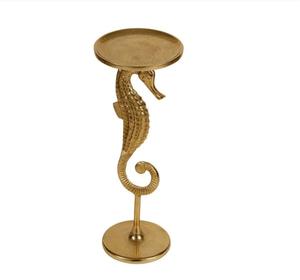 <b>Gold</b> Seahorse Pedestal Side <b>Table</b> Coastal Living Room Furniture Modern Decor Accent <b>Table</b> - Product Image 2