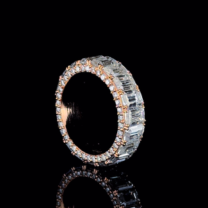 Luxury Emerald Cut Moissanite Full Eternity Band <b>Ring</b> 925 <b>Sterling</b> <b>Silver</b> Rose Gold Plated Unisex Wedding Engagement <b>Ring</b> Sizes - Product Image 3