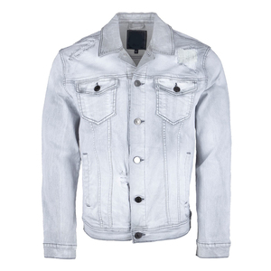 Men's <b>Light</b> Wash Denim Jacket Casual Turn-down Collar Button Front Frayed Details Regular Fit Spring Wear - Product Image 1