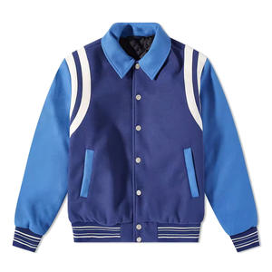 Blouson universitaire personnalisé OEM pour homme, grande taille, avec manches en cuir d'agneau, broderie chenille, design baseball personnalisable pour l'hiver - Product Image 5