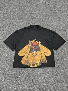 T-shirt streetwear noir oversize col rond épaules tombantes manches courtes unisexe 100% coton jersey coupe ample été logo imprimé - Product Image 1