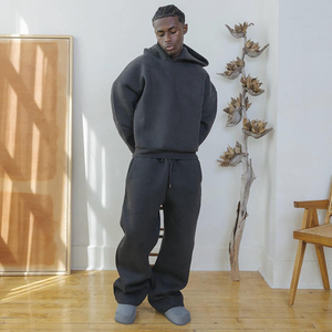 Custom Winter Printed 500gsm Baggy Jogger Hoodie Track Suit Sweatpants Set Unisex Oversized Fleece Cotton - Product Image 1