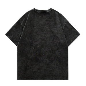T-shirt graphique noir pour homme, manches courtes, col rond, effet délavé, style streetwear décontracté, imprimé, 220 grammes, vente en gros - Product Image 2