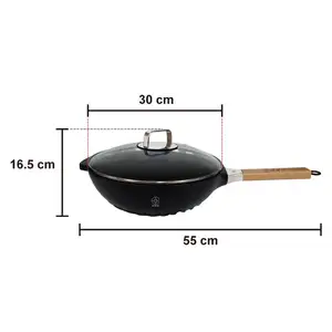 General Use For Gas And Induction Cooker Non Stick Cookware 30cm Single Handle Bamboo Charcoal Wok