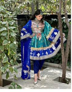 Nouvelle arrivée, robe de mariée traditionnelle afghane Kuchi, broderie en dentelle faite à la main, coupe en A, 100% polyester, prix de gros pour femmes - Product Image 3