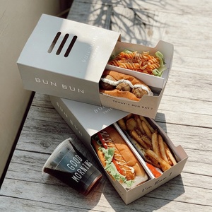 Boîte alimentaire personnalisée pour sandwichs, toasts, frites, hot-dogs à emporter, avec tiroir, séparateur de salade, <span class=keywords><strong>en</strong></span> <span class=keywords><strong>carton</strong></span> jetable - Product Image 1