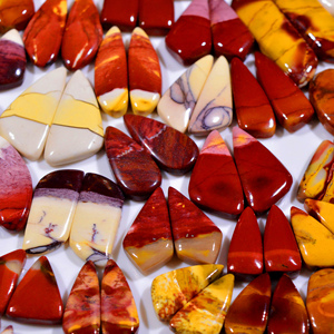 Pierre de Mookaite Jasper Naturelle Cabochon Couleurs Mixtes, Paire de Pierres Précieuses pour la Fabrication de Bijoux en Gros, 20x40mm, 4x5 grammes - Product Image 6