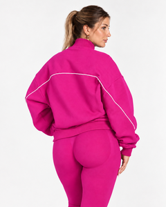 OEM <b>Women</b> Contrastline Zip Up Tracksuit Two Piece Casual Set Relaxed <b>Jacket</b> Wide Leg Pants Coordinated Outfit Wholesale Clothing - Product Image 4