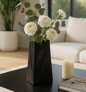 High Quality Modern <b>Black</b> Metal Flower <b>Vase</b> Geometric Square Design Table Centerpiece Flower Pot for Living Room Wedding Decor - Product Image 5