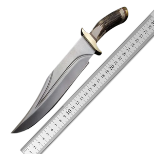 Couteau de chasse Bowie artisanal A&M ENTERPRISES, lame en acier Damas, manche en corne de cerf, épaisseur de lame personnalisable, OEM, pour l'extérieur - Product Image 6