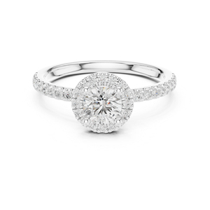 แหวนหมั้นเพชรทรงกลมทองคำ 14K สีเหลืองสำหรับผู้หญิง |   เพชรที่เพิ่งเพาะเลี้ยง - Product Image 3