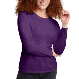 Camiseta Duradera de Manga Larga para Mujer, Transpirable, Cómoda, Corte Ajustado, Informal, Lisa, Hecha en Pakistán, Cuello Redondo, Talla Grande, Diseño Sólido - Product Image 3