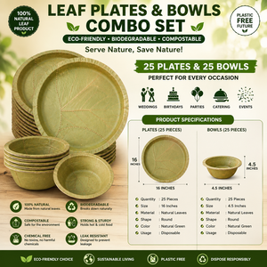 The Arya Digital Compostable Biodegradable Palm Leaf <b>Disposable</b> Traditional Round Dinner <b>Plates</b> for Parties - Product Image 2