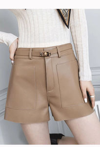 Pantalones cortos de mujer Cuero real Hecho Diseñador 100% Fabricación de piel de cordero Tienda en línea ODM OEM Muestra gratis - Product Image 5