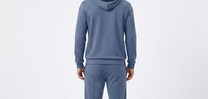 Conjunto Deportivo Azul Sólido con Capucha para Hombre, Ropa Casual de Longitud Completa, 100% Algodón Transpirable, Corte Regular con Bolsillos Laterales, Estilo Otoñal - Product Image 6