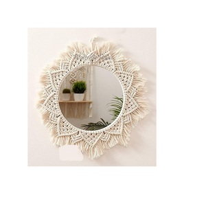 Nordic Theme Mirror Boho Style <b>Macrame</b> Fringe Wall Hanging Round Mirror <b>Art</b> Decoration Homes Hotels Home Stay Resorts Etc. - Product Image 4