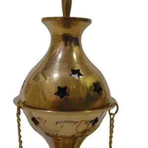 Supports de brûleurs d'encens en charbon de bois de taille moyenne, plaqués or, en métal poli, style antique, pour la vente en gros, objets d'art et de collection, à suspendre - Product Image 1