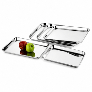 Bandeja moderna de metal plateado martillado, bandeja rectangular de acero inoxidable para servir, para decoración de centro de mesa en bodas. - Product Image 6