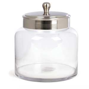 Large Size Glass <b>Jar</b> With Metal Lid Perfect For Storing Bulk Snacks Grains And Dry Fruits In Safe Way - Product Image 1