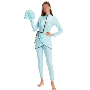 Nouvel arrivage : Maillot de bain islamique modeste bleu clair, couvrant entièrement le corps avec taille ajustable, idéal pour les activités sportives - Product Image 1