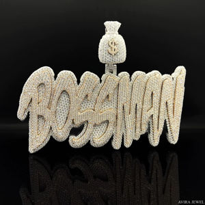 Pendentif Moissanite Boss Man Style Personnalisé en Argent Sterling 925 Massif Plaqué Or Bicolore, Design Sac à Monnaie, Unisexe, Effet Givré, Cadeau - Product Image 4