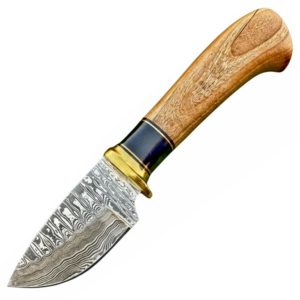 Couteau de chasse durable multi-usages en acier Damas, lame à pointe tombante, bord droit, manche en Micarta, qualité industrielle, pour le camping en extérieur - Product Image 1