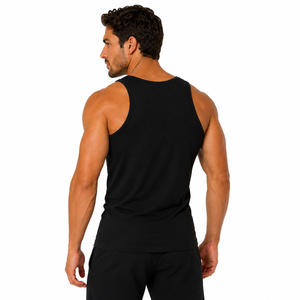 Camiseta sin mangas OEM para hombre, cuello redondo, chaleco sólido, fitness, gimnasio, ajustado, tejido acanalado, 100% poliéster, transpirable, deportivo, culturismo - Product Image 4