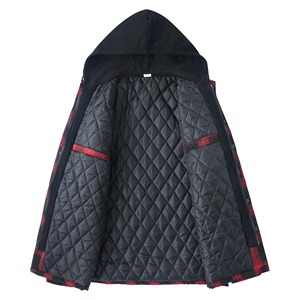 Sweat-shirt à capuche vintage pour homme, doublure en flanelle à carreaux, fermeture éclair, décontracté, ample, manches longues, multicolores, en flanelle - Product Image 5