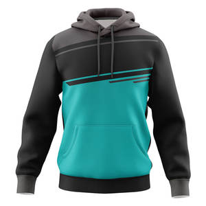 Men's Premium Teal Blue Embroidered Pullover Hoodie | Charcoal Black Slash Sublimation <b>Sweatshirt</b> | Oversized Urban Athletic Gym - Product Image 4