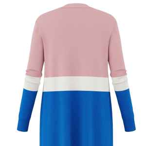 Cardigan long Cosmo JJ pour femme, pull en maille colorblock à col ouvert, manteau décontracté tendance avec poches - Product Image 6