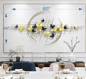 Contemporary Metal Wall <b>Art</b> Geometric Butterfly Design Gold Frame Home Decoration <b>Large</b> 33-40 Inch - Product Image 4