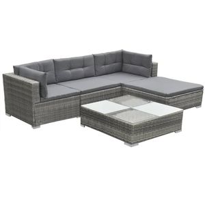 Conjunto de Muebles de Jardín Modulares Medianos de Ratán PE Gris - Product Image 3