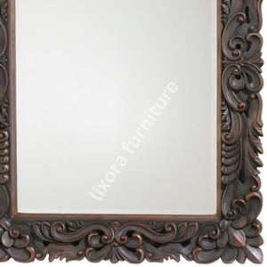 Handmade Wooden <b>Wall</b> <b>Mirror</b> <b>Rectangular</b> Traditional Frame Ornate Floral Scroll Carving Brown - Product Image 4