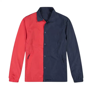 Veste Coach Bicolore Rouge et Bleu Marine, Coupe Minimaliste, Style Casual Streetwear, Coupe-Vent pour Hommes et Femmes Actifs - Product Image 1
