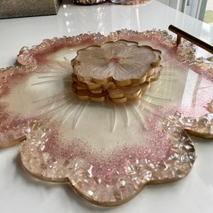 Bandeja de Resina Epoxi Estilo Océano, Bandeja Decorativa Hecha a Mano para Mesa de Centro, Decoración del Hogar, Bandeja Organizadora de Arte de Lujo - Product Image 1