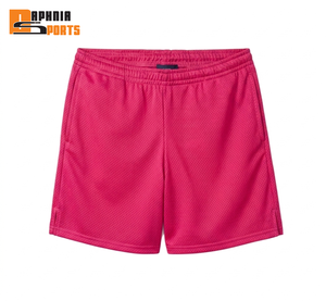 DAPHNIA SPORTS Men's Solid Pink Mesh Shorts Elastic Waist Quick Dry Breathable Sporty Running Gym Fitness Short Shorts - Product Image 3