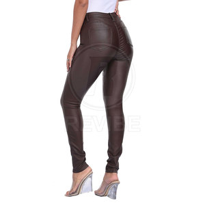 Leggings en cuir chics pour femmes, coupe ajustée, taille mi-haute, respirants, design flexible, tenue décontractée, longueur intégrale, personnalisables, toutes saisons - Product Image 6