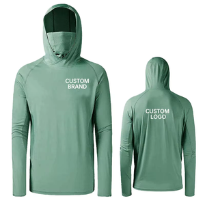 เสื้อกันแดดผู้ชายสำหรับตกปลา สีพื้น มีฮู้ด UPF 50+ ระบายอากาศ แห้งเร็ว ผ้ายืดสแปนเด็กซ์/โพลีเอสเตอร์ แขนยาว - Product Image 1