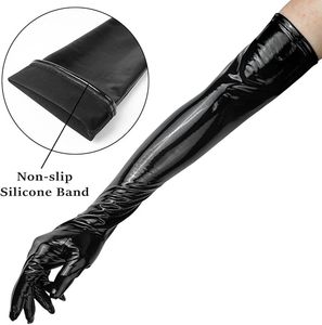 Long Leather <b>Gloves</b>, Anti-skid Women Shiny Wet Look <b>Gloves</b> - Product Image 6