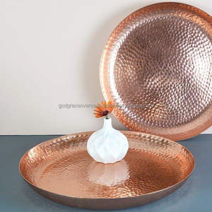 Copper Serving Tray With Tabletop <b>Decorative</b> Durable Quality Home Kitchen Food Copper Polished Round Shape - Product Image 6