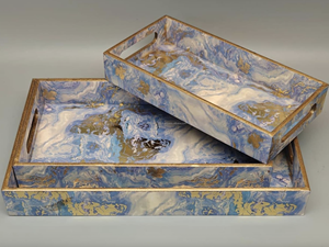 Bandeja de Madera Personalizable Tayyab Handicraft con Esmalte para Uso en el Hogar, Restaurantes, Bares, Hoteles y Bodas - Product Image 5