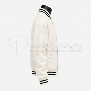 Chaqueta Universitaria Blanca Personalizada, Chaqueta de Béisbol Varsity Premium, Fabricante OEM - Product Image 4