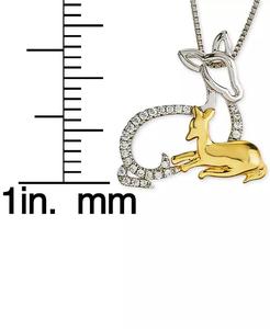 Diamante cara mamma & bambino 18 "collana pendente (1/10 ct. T. w.) in argento Sterling e oro 10k | Macacy's - Product Image 1