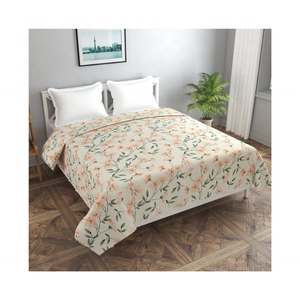 Housse de couette Queen imprimée numériquement de couleur pastel en coton 100% avec bordure brodée florale et artisanat indien durable - Product Image 1