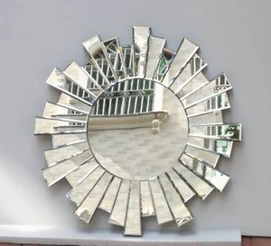 Luxury Silver Sunburst Handmade Round <b>Glass</b> Wall <b>Mirror</b> with MDF Backing Modern Living Room Bedroom Home Decor REHMAN CRAFT - Product Image 4