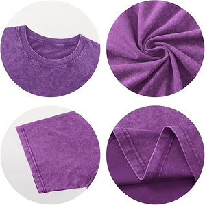 Camiseta de algodón vintage informal para mujer, de moda, que absorbe la humedad, de corte holgado, estilo grunge, con cuello redondo, talla OEM - Product Image 4