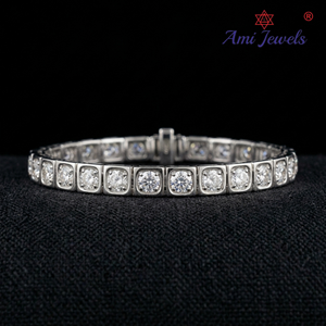 Bracelet tennis minimaliste en diamant rond certifié IGI 13 carats en or blanc 10 carats, bijoux fins de luxe pour femmes - Product Image 1