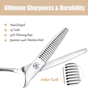 Harbor Industry Japanese Steel Notch Cut <b>Thinning</b> Scissor <b>Mirror</b> Polish Barber Hairdressing Tool 6 Inch Right-Handed Long Handle - Product Image 3