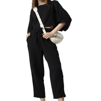 Qualité supérieure Logo personnalisé Sweat à capuche sport couleur unie Sweat à capuche pour femme Vêtements Pantalons 2 pièces Ensembles